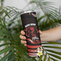 Personalised Tahiti Bora Bora Skinny Tumbler Manta Rays With Polynesian Plumeria LT14 - Polynesian Pride