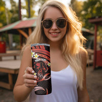 Personalised Tahiti Bora Bora Skinny Tumbler Manta Rays With Polynesian Plumeria LT14 - Polynesian Pride