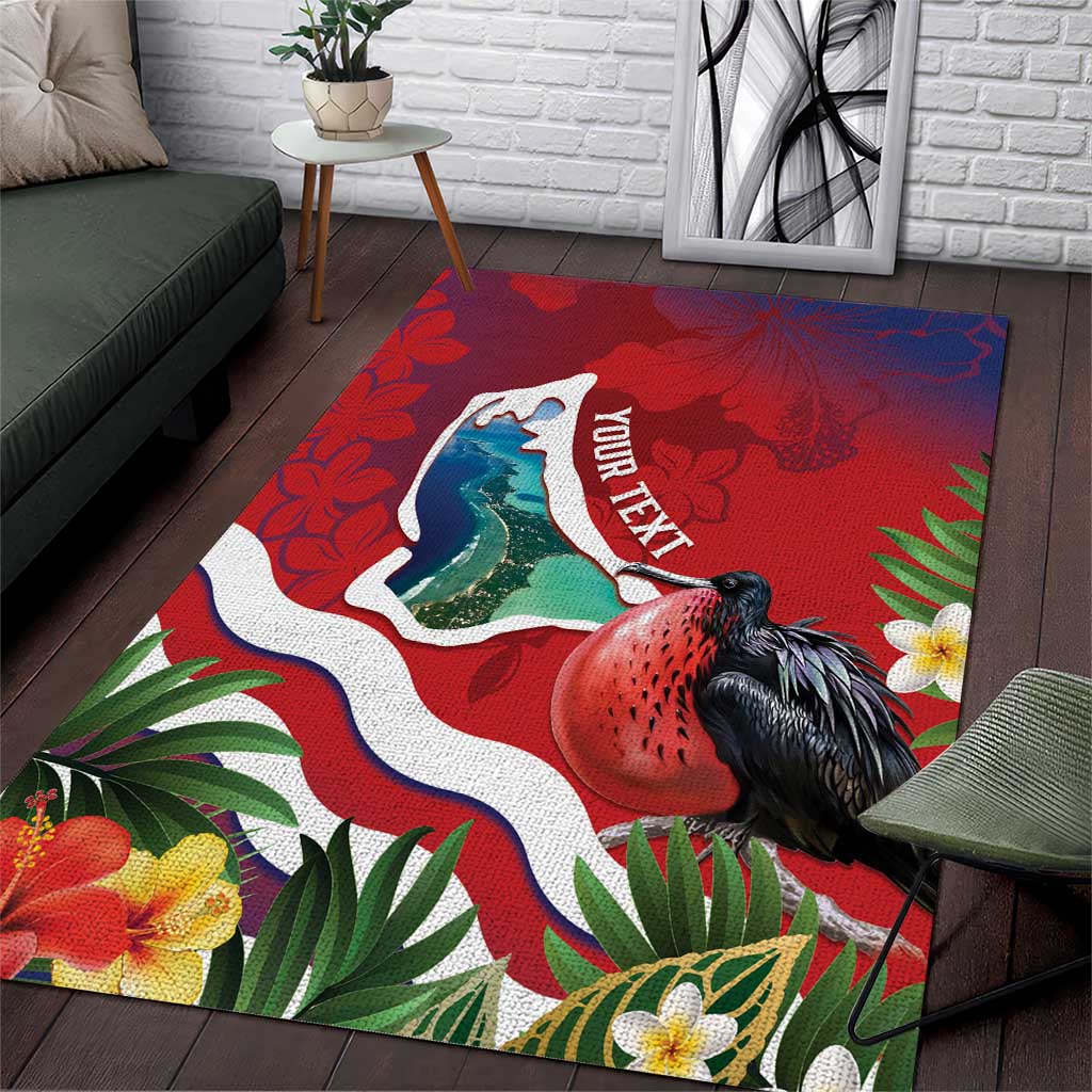 Personalised Kiribati Tarawa Atoll Area Rug Frigate Bird With Map Tropical Style