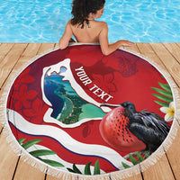 Personalised Kiribati Tarawa Atoll Beach Blanket Frigate Bird With Map Tropical Style