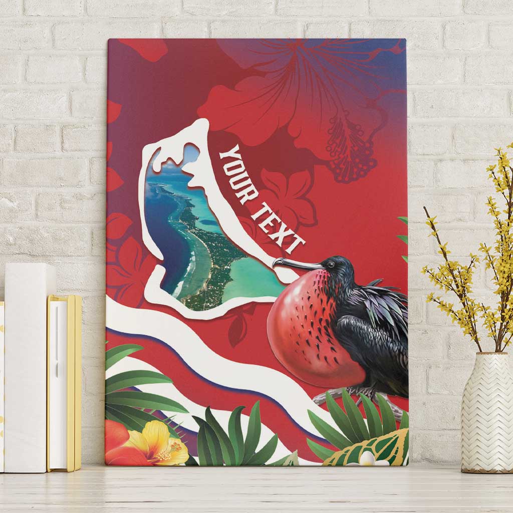 Personalised Kiribati Tarawa Atoll Canvas Wall Art Frigate Bird With Map Tropical Style