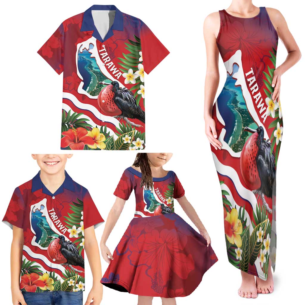 Personalised Kiribati Tarawa Atoll Family Matching Tank Maxi Dress and Hawaiian Shirt Frigate Bird With Map Tropical Style LT14 - Polynesian Pride