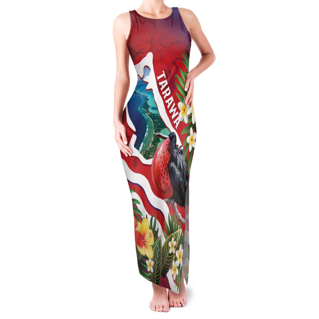 Personalised Kiribati Tarawa Atoll Family Matching Tank Maxi Dress and Hawaiian Shirt Frigate Bird With Map Tropical Style LT14 Mom's Dress Red - Polynesian Pride