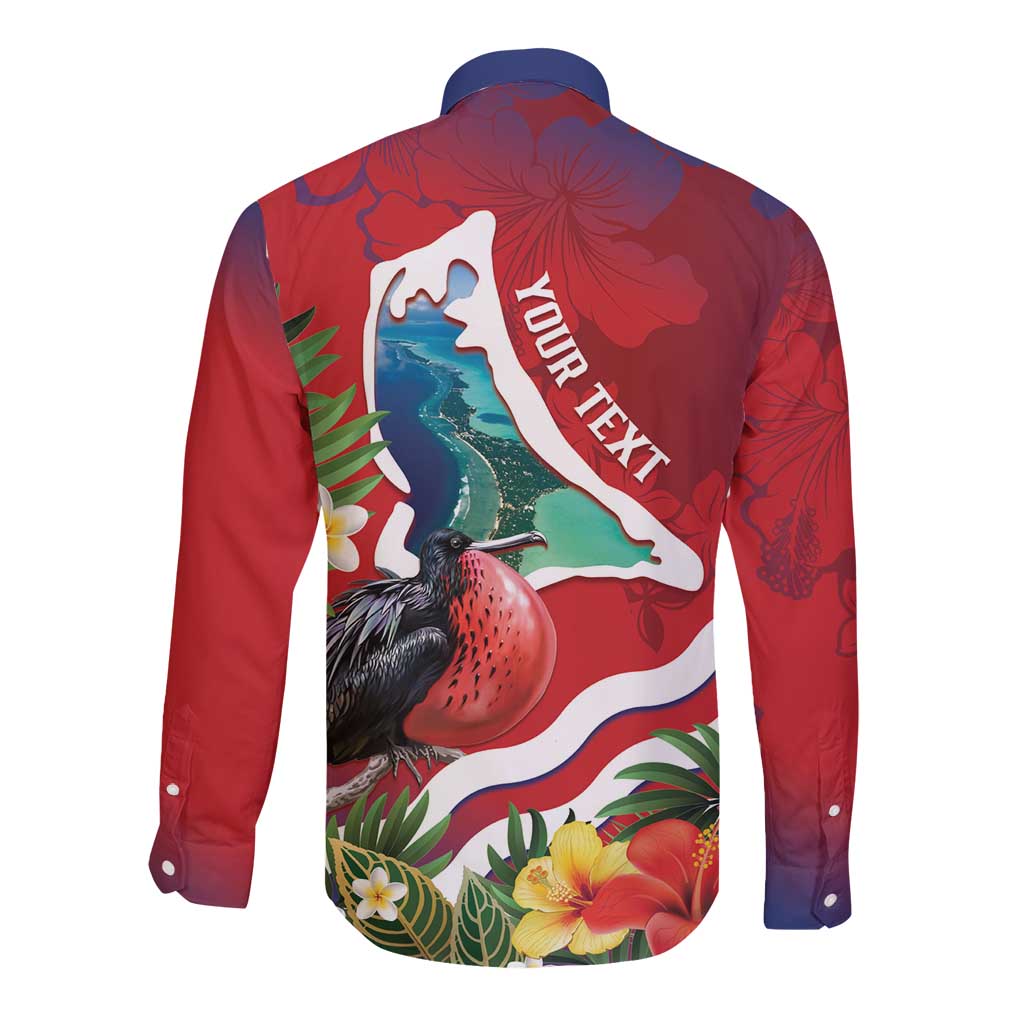 Personalised Kiribati Tarawa Atoll Long Sleeve Button Shirt Frigate Bird With Map Tropical Style LT14 - Polynesian Pride