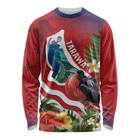 Personalised Kiribati Tarawa Atoll Long Sleeve Shirt Frigate Bird With Map Tropical Style LT14 Unisex Red - Polynesian Pride