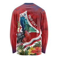 Personalised Kiribati Tarawa Atoll Long Sleeve Shirt Frigate Bird With Map Tropical Style LT14 - Polynesian Pride