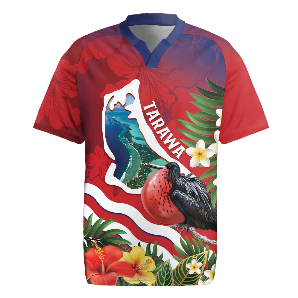 Personalised Kiribati Tarawa Atoll Rugby Jersey Frigate Bird With Map Tropical Style