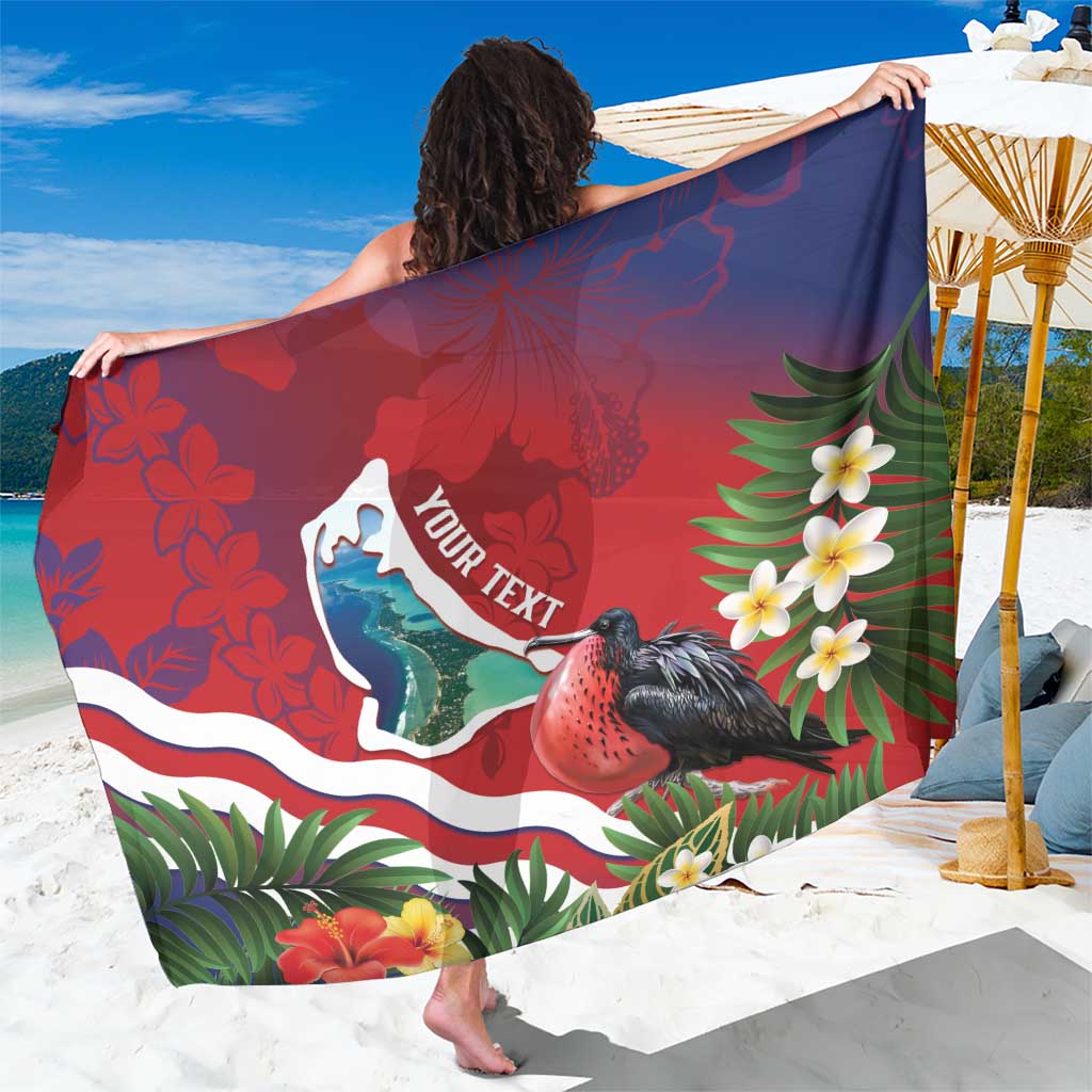 Personalised Kiribati Tarawa Atoll Sarong Frigate Bird With Map Tropical Style LT14 One Size 44 x 66 inches Red - Polynesian Pride
