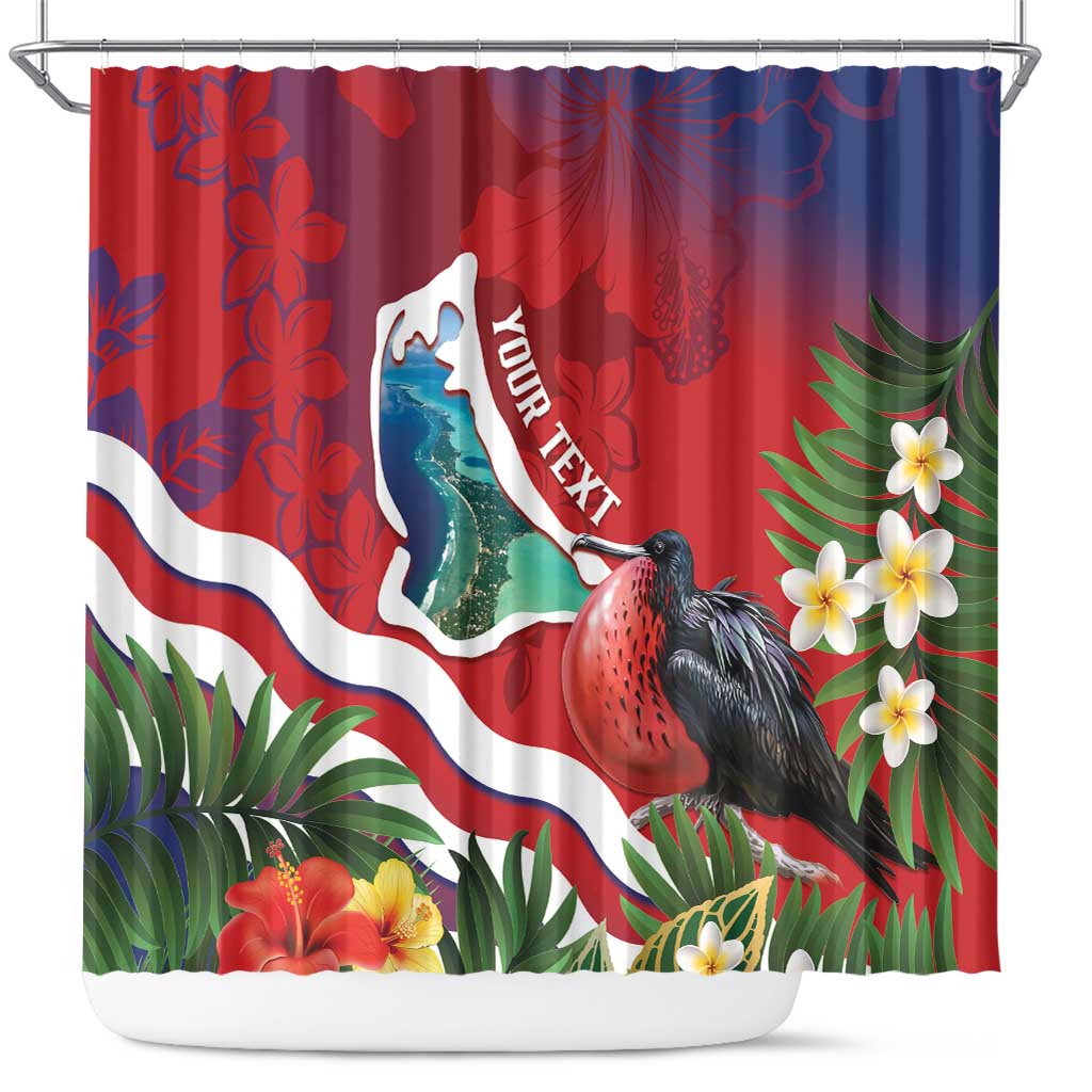 Personalised Kiribati Tarawa Atoll Shower Curtain Frigate Bird With Map Tropical Style LT14 Red - Polynesian Pride