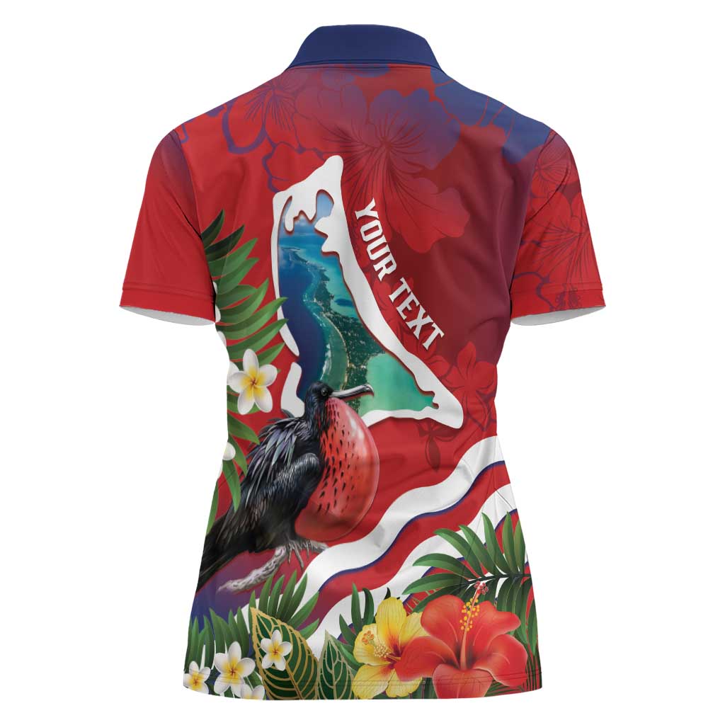 Personalised Kiribati Tarawa Atoll Women Polo Shirt Frigate Bird With Map Tropical Style LT14 - Polynesian Pride
