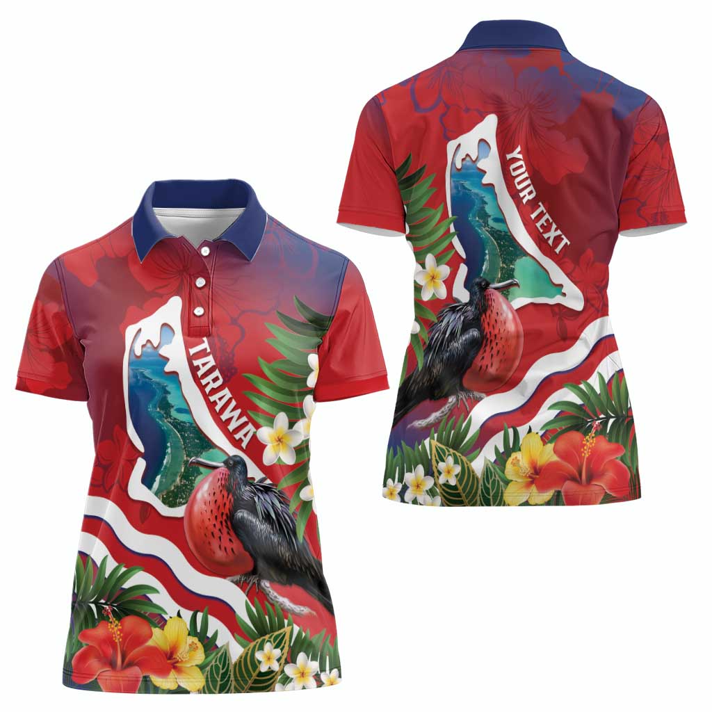 Personalised Kiribati Tarawa Atoll Women Polo Shirt Frigate Bird With Map Tropical Style LT14 - Polynesian Pride