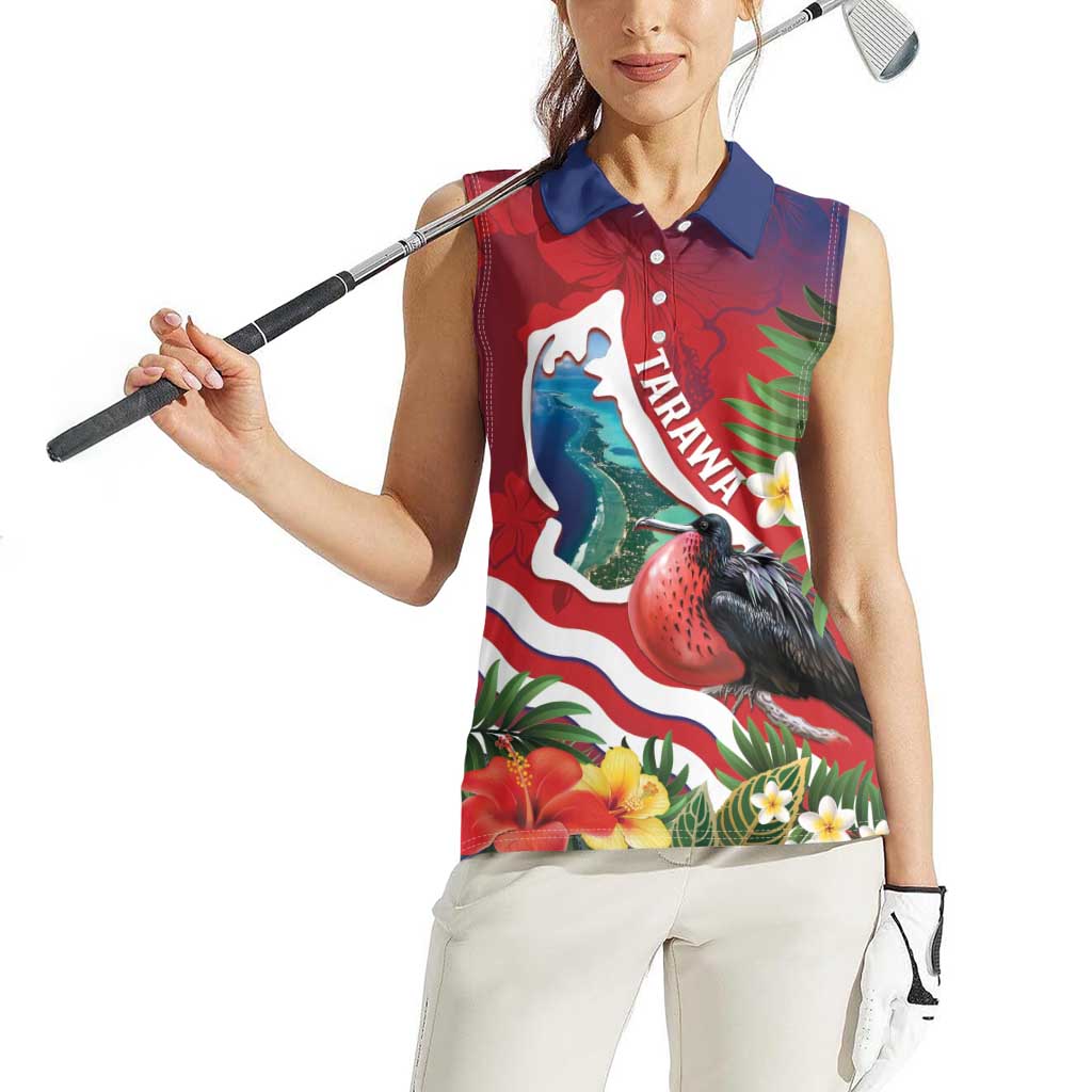 Personalised Kiribati Tarawa Atoll Women Sleeveless Polo Shirt Frigate Bird With Map Tropical Style LT14 - Polynesian Pride
