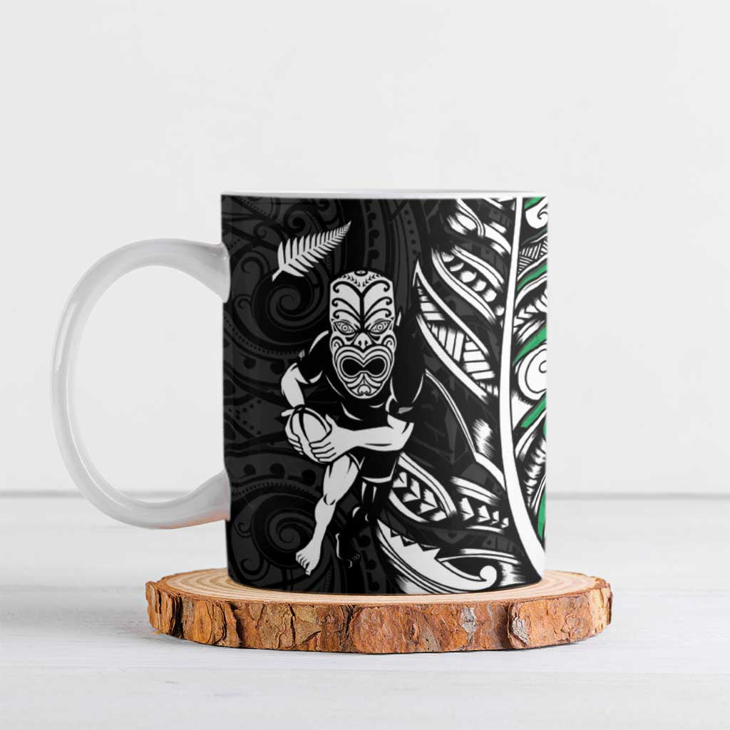 New Zealand and Ireland Rugby Ceramic Mug Maori Tiki Fern Irish Celtic Cross - Polynesian Pride
