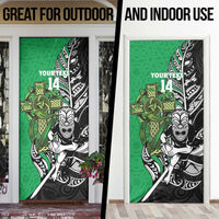 New Zealand and Ireland Rugby Custom Door Cover Maori Tiki Fern Irish Celtic Cross - Polynesian Pride
