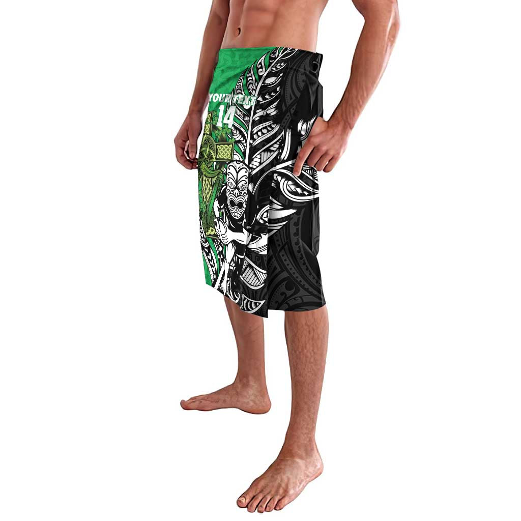 New Zealand and Ireland Rugby Custom Lavalava Maori Tiki Fern Irish Celtic Cross - Polynesian Pride