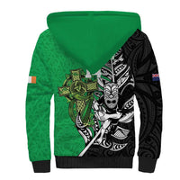 New Zealand and Ireland Rugby Custom Sherpa Hoodie Maori Tiki Fern Irish Celtic Cross LT14 - Polynesian Pride