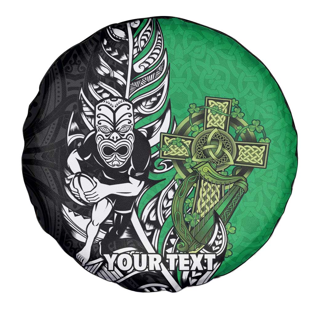 New Zealand and Ireland Rugby Custom Spare Tire Cover Maori Tiki Fern Irish Celtic Cross LT14 - Polynesian Pride