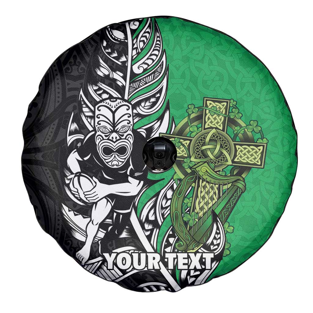 New Zealand and Ireland Rugby Custom Spare Tire Cover Maori Tiki Fern Irish Celtic Cross LT14 - Polynesian Pride