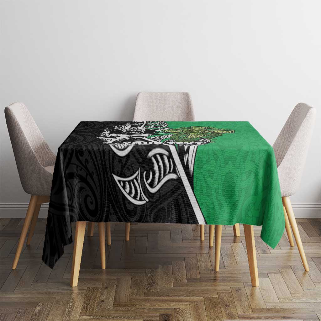 New Zealand and Ireland Rugby Custom Tablecloth Maori Tiki Fern Irish Celtic Cross LT14 - Polynesian Pride