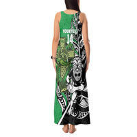 New Zealand and Ireland Rugby Custom Tank Maxi Dress Maori Tiki Fern Irish Celtic Cross LT14 - Polynesian Pride