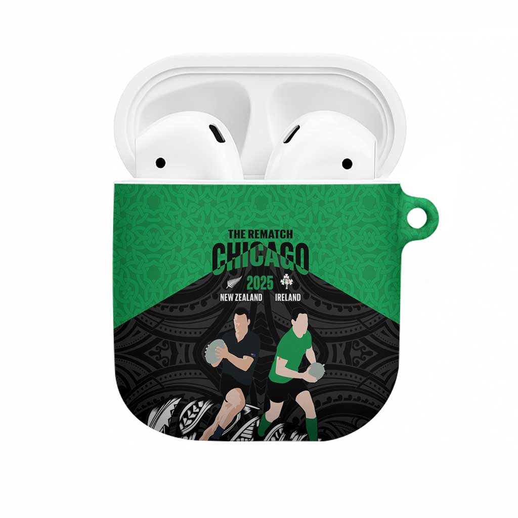 New Zealand and Ireland Rugby AirPods Case Chicago 2025 Go All Black Shamrocks - Polynesian Pride
