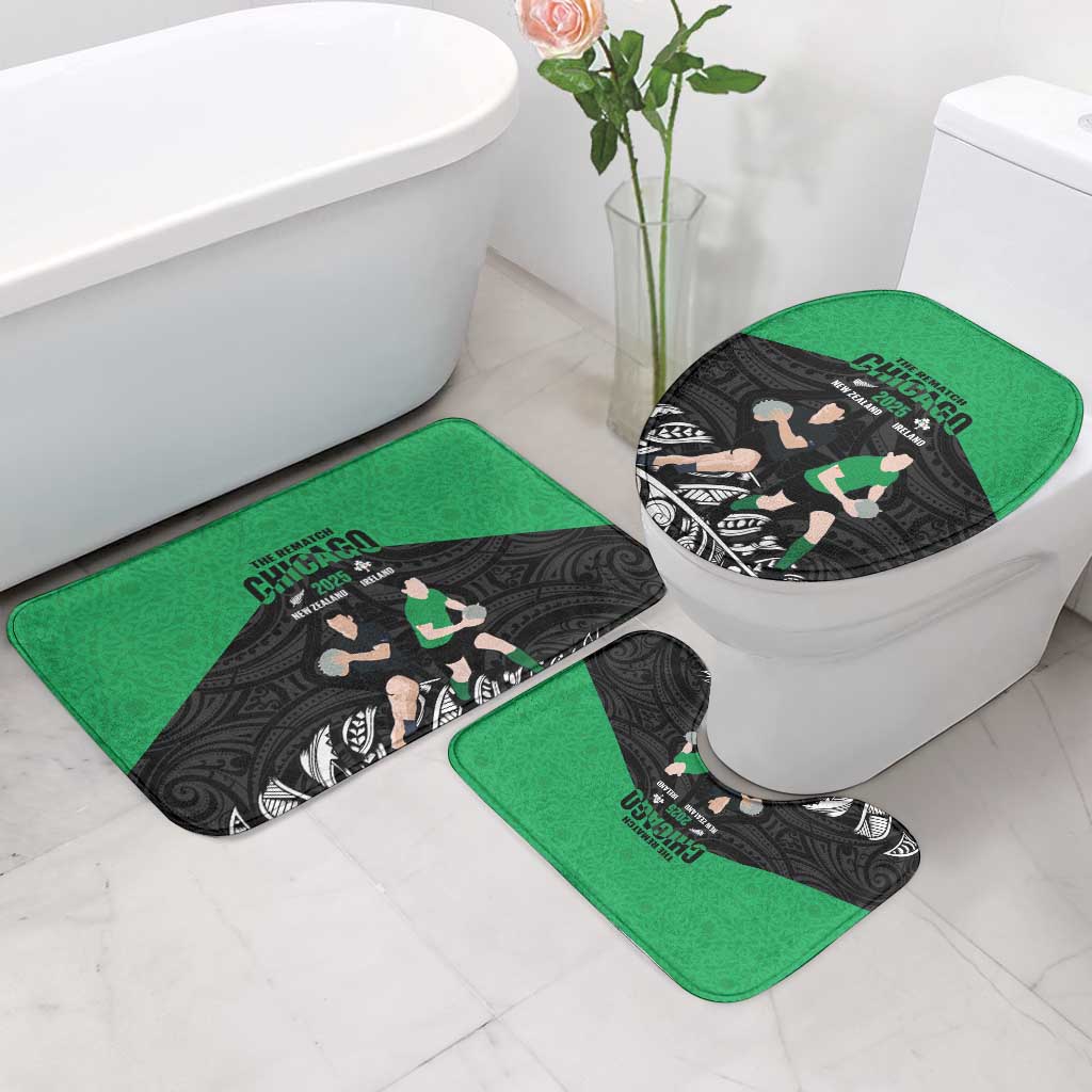 New Zealand and Ireland Rugby Bathroom Set Chicago 2025 Go All Black Shamrocks - Polynesian Pride