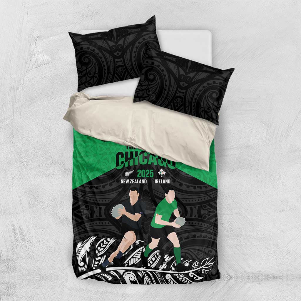 New Zealand and Ireland Rugby Bedding Set Chicago 2025 Go All Black Shamrocks - Polynesian Pride