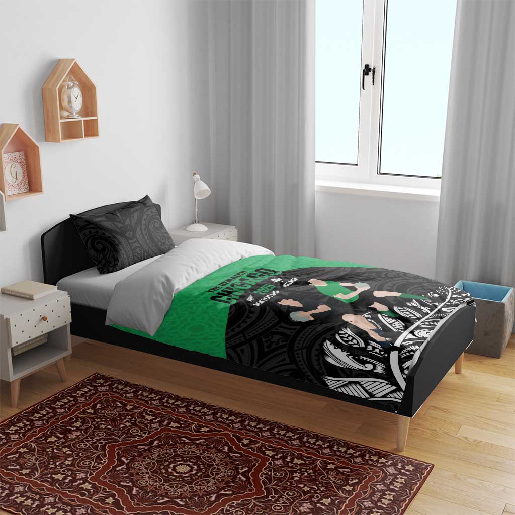 New Zealand and Ireland Rugby Bedding Set Chicago 2025 Go All Black Shamrocks - Polynesian Pride