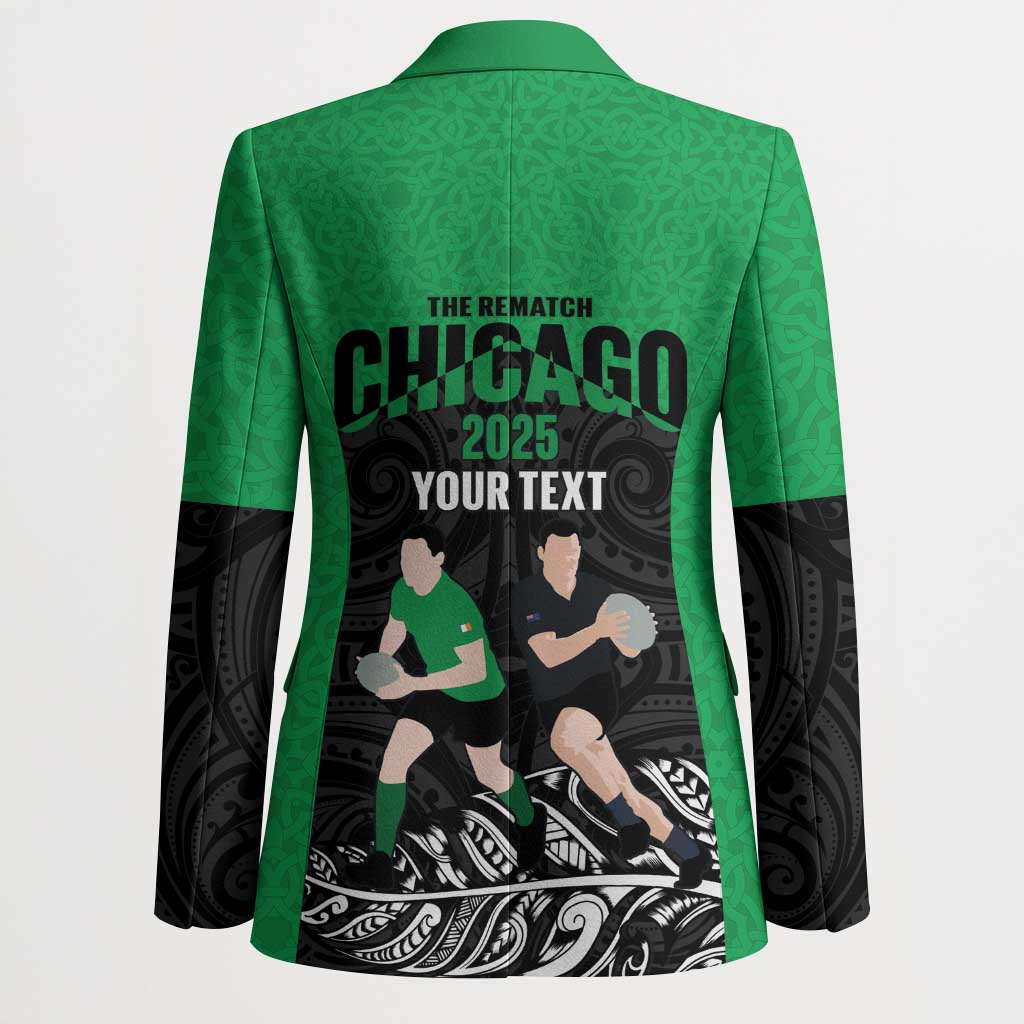 New Zealand and Ireland Rugby Custom Blazer Chicago 2025 Go All Black Shamrocks LT14 - Polynesian Pride
