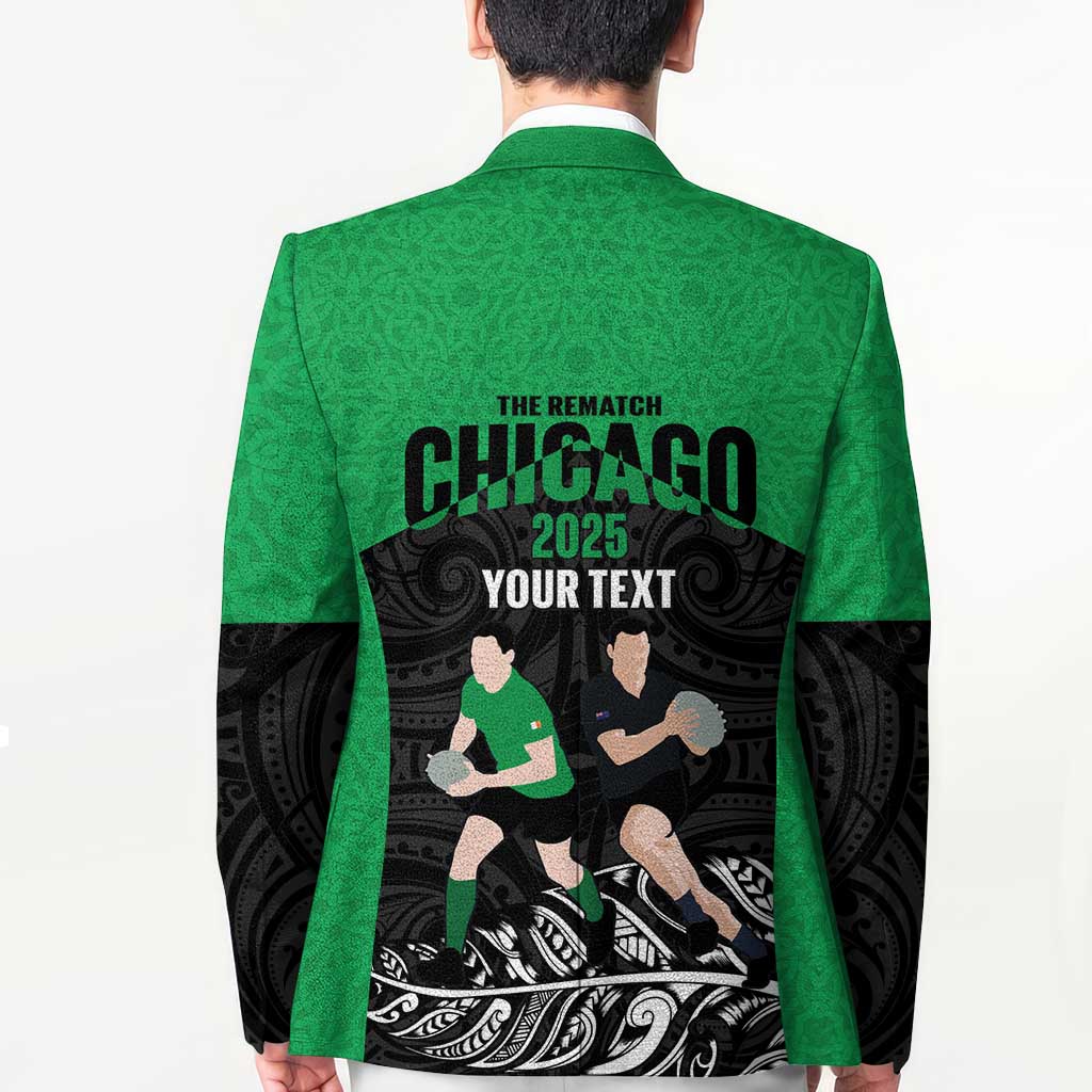 New Zealand and Ireland Rugby Custom Blazer Chicago 2025 Go All Black Shamrocks LT14 - Polynesian Pride