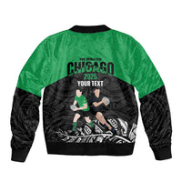 New Zealand and Ireland Rugby Custom Bomber Jacket Chicago 2025 Go All Black Shamrocks LT14 - Polynesian Pride