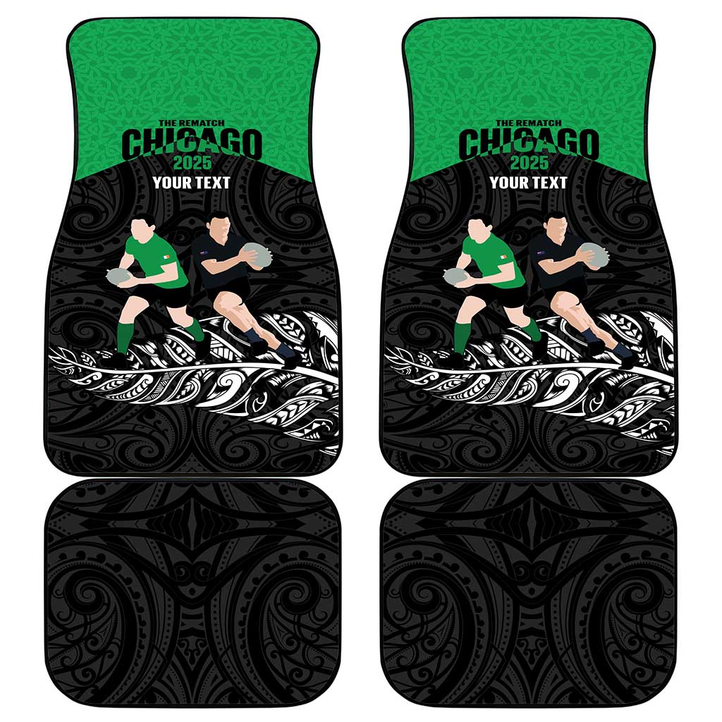 New Zealand and Ireland Rugby Custom Car Mats Chicago 2025 Go All Black Shamrocks LT14 - Polynesian Pride