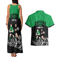New Zealand and Ireland Rugby Custom Couples Matching Tank Maxi Dress and Hawaiian Shirt Chicago 2025 Go All Black Shamrocks - Polynesian Pride