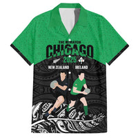 New Zealand and Ireland Rugby Custom Family Matching Off Shoulder Short Dress and Hawaiian Shirt Chicago 2025 Go All Black Shamrocks - Polynesian Pride