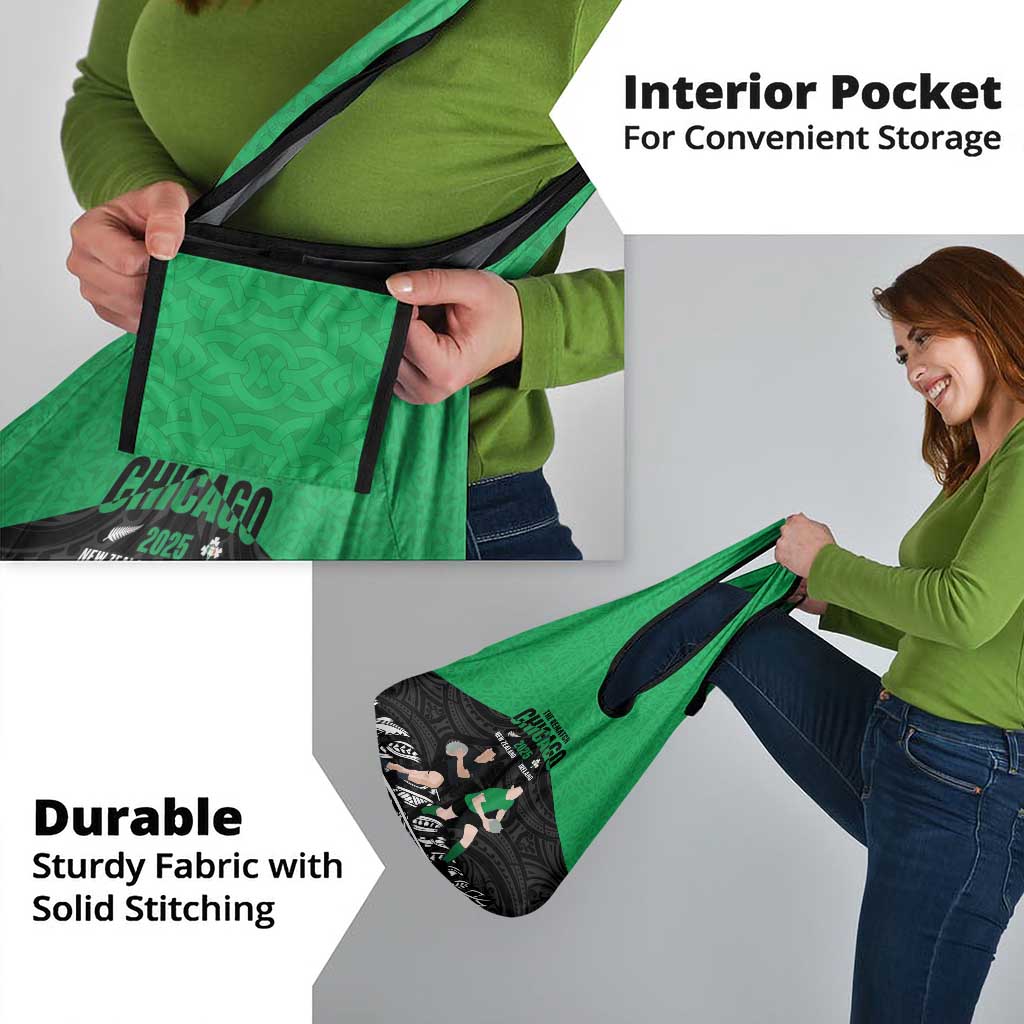 New Zealand and Ireland Rugby Grocery Bag Chicago 2025 Go All Black Shamrocks - Polynesian Pride