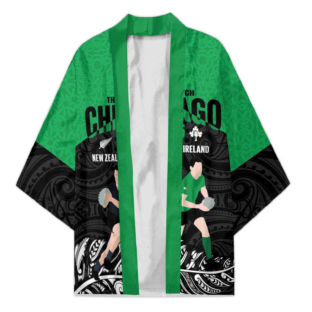 New Zealand and Ireland Rugby Custom Kimono Chicago 2025 Go All Black Shamrocks - Polynesian Pride