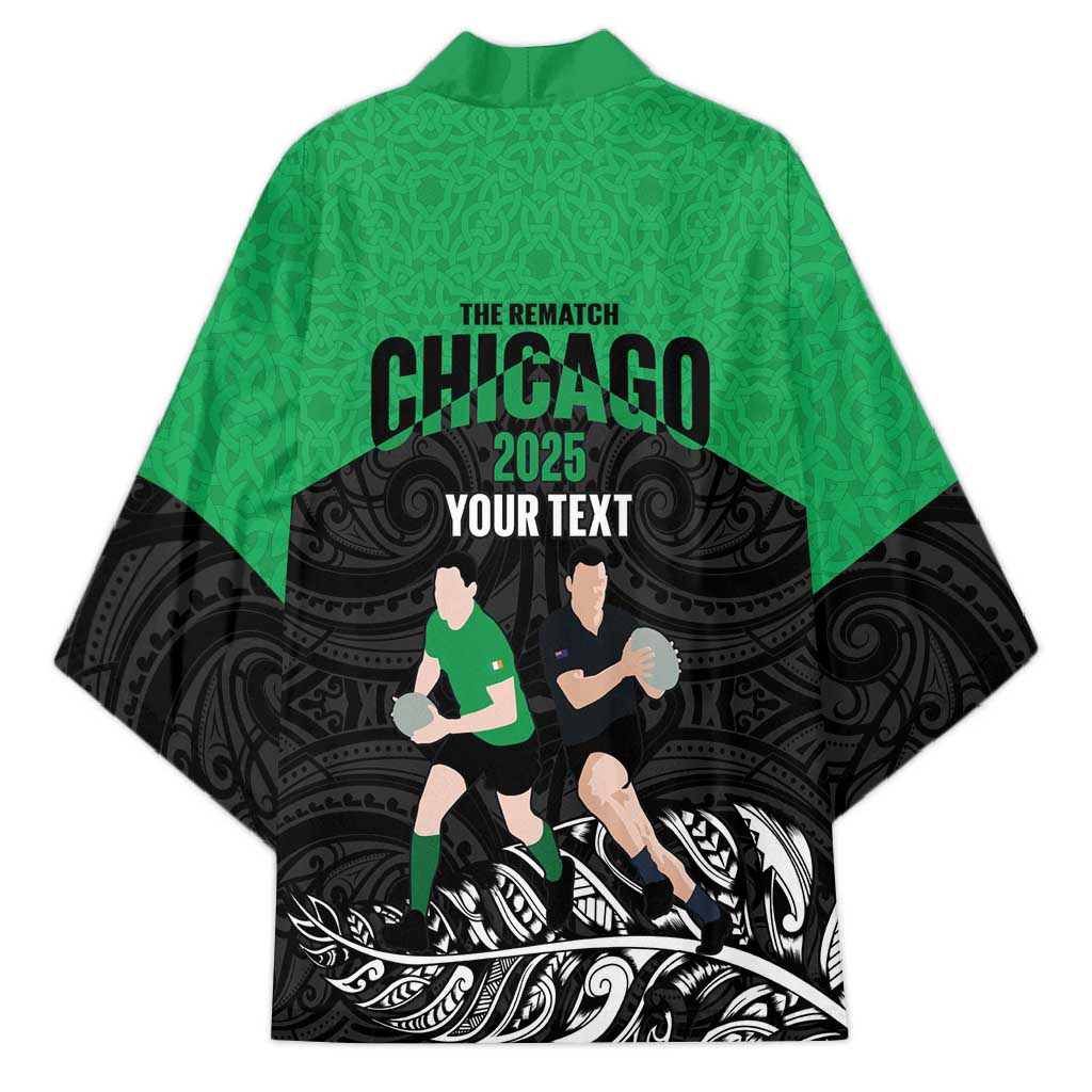 New Zealand and Ireland Rugby Custom Kimono Chicago 2025 Go All Black Shamrocks - Polynesian Pride