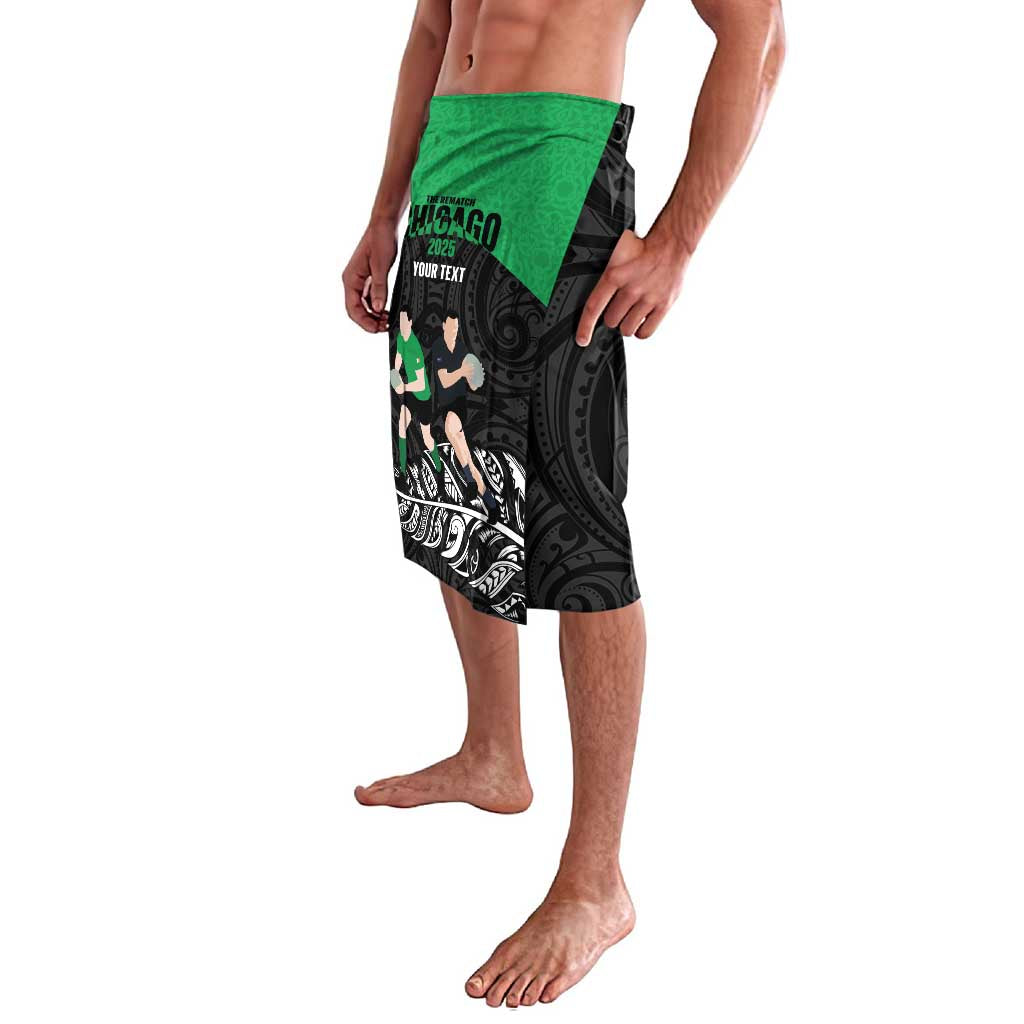 New Zealand and Ireland Rugby Custom Lavalava Chicago 2025 Go All Black Shamrocks - Polynesian Pride