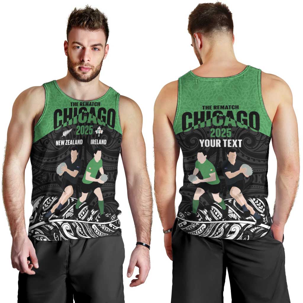New Zealand and Ireland Rugby Custom Men Tank Top Chicago 2025 Go All Black Shamrocks - Polynesian Pride