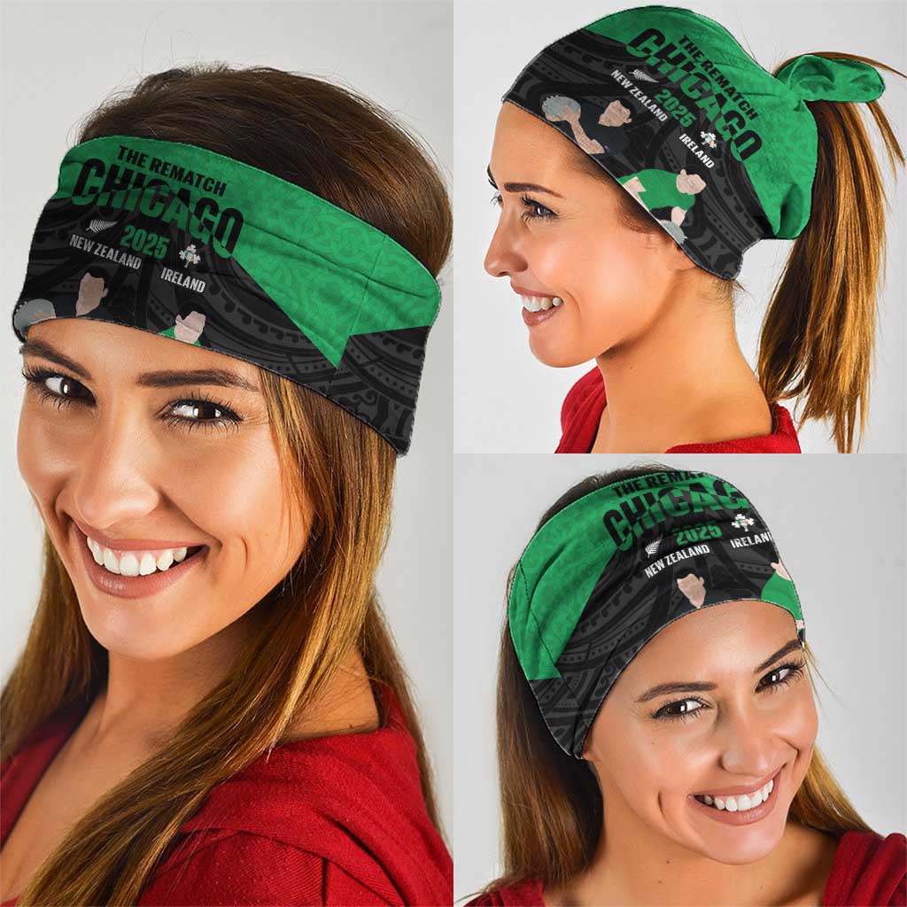 New Zealand and Ireland Rugby Neck Gaiter Chicago 2025 Go All Black Shamrocks LT14 - Polynesian Pride