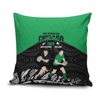 New Zealand and Ireland Rugby Pillow Cover Chicago 2025 Go All Black Shamrocks LT14 Black - Polynesian Pride