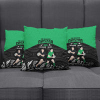 New Zealand and Ireland Rugby Pillow Cover Chicago 2025 Go All Black Shamrocks LT14 - Polynesian Pride