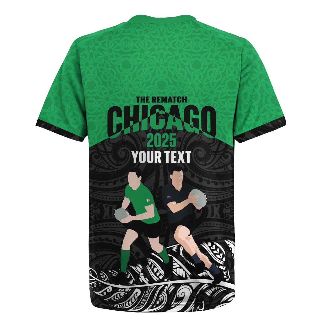 New Zealand and Ireland Rugby Custom Rugby Jersey Chicago 2025 Go All Black Shamrocks - Polynesian Pride