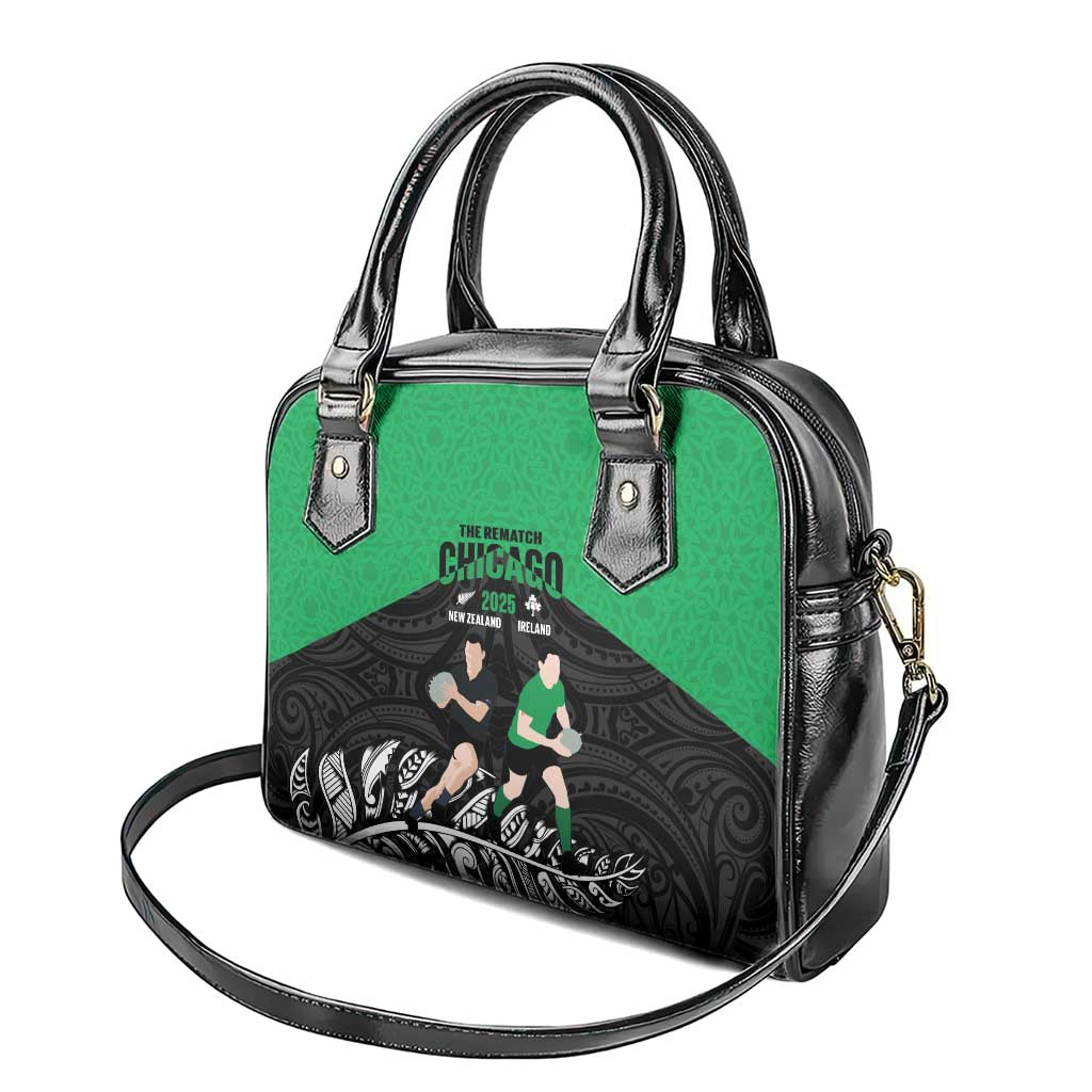 New Zealand and Ireland Rugby Shoulder Handbag Chicago 2025 Go All Black Shamrocks LT14 - Polynesian Pride
