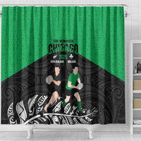 New Zealand and Ireland Rugby Shower Curtain Chicago 2025 Go All Black Shamrocks LT14 - Polynesian Pride