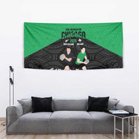 New Zealand and Ireland Rugby Tapestry Chicago 2025 Go All Black Shamrocks LT14 - Polynesian Pride