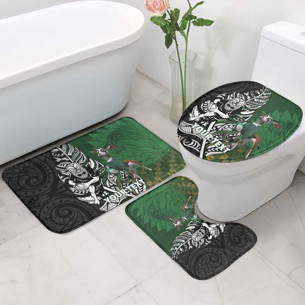 New Zealand and South Africa Rugby Custom Bathroom Set Maori Tiki Fern Springboks Kente Pattern - Polynesian Pride