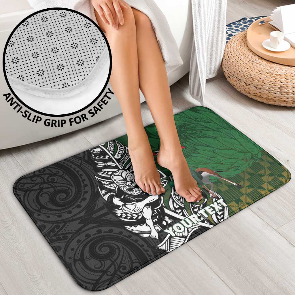 New Zealand and South Africa Rugby Custom Bathroom Set Maori Tiki Fern Springboks Kente Pattern - Polynesian Pride