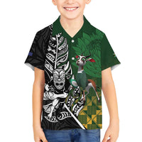 New Zealand and South Africa Rugby Custom Family Matching Tank Maxi Dress and Hawaiian Shirt Maori Tiki Fern Springboks Kente Pattern - Polynesian Pride