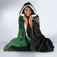 New Zealand and South Africa Rugby Custom Hooded Blanket Maori Tiki Fern Springboks Kente Pattern - Polynesian Pride